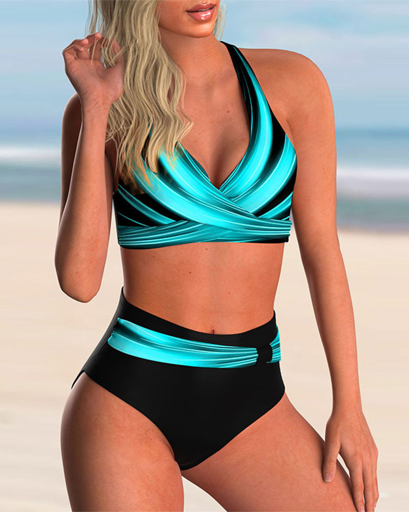 Liliana™ | Bikini à Col Croisé et Imprimé Élégant