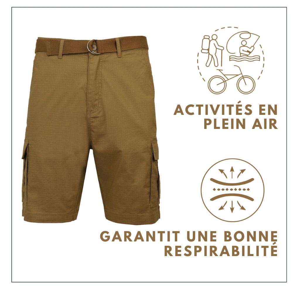 Short cargo en coton avec ceinture