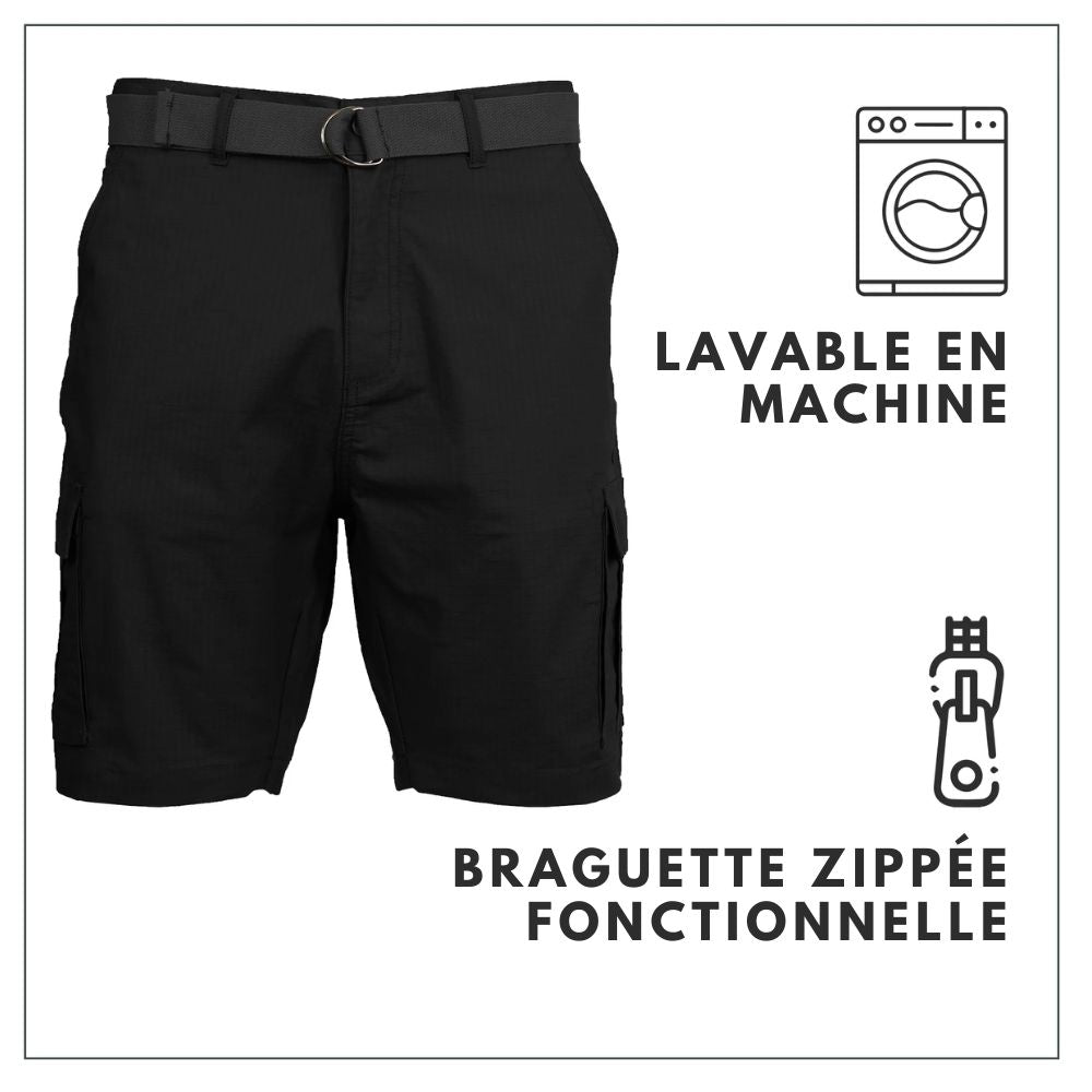 Short cargo en coton avec ceinture
