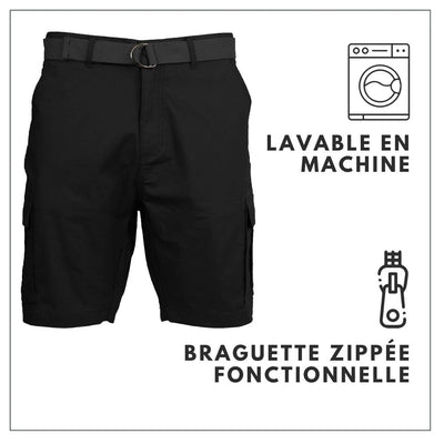 Short cargo en coton avec ceinture