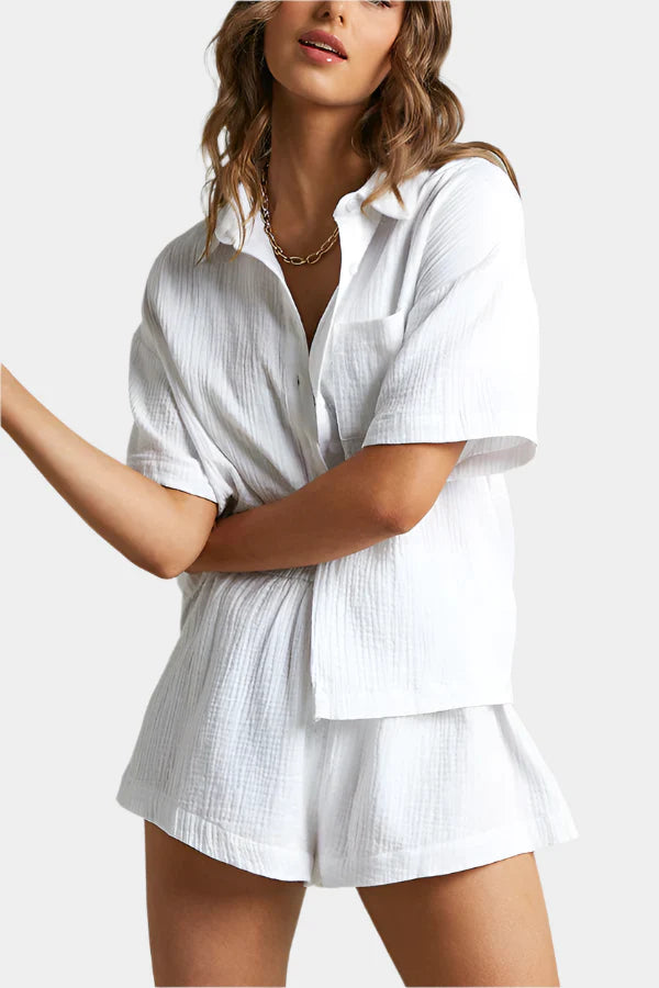 Ensemble chemise et short pour femme – Tenue d'été décontractée 2 pièces