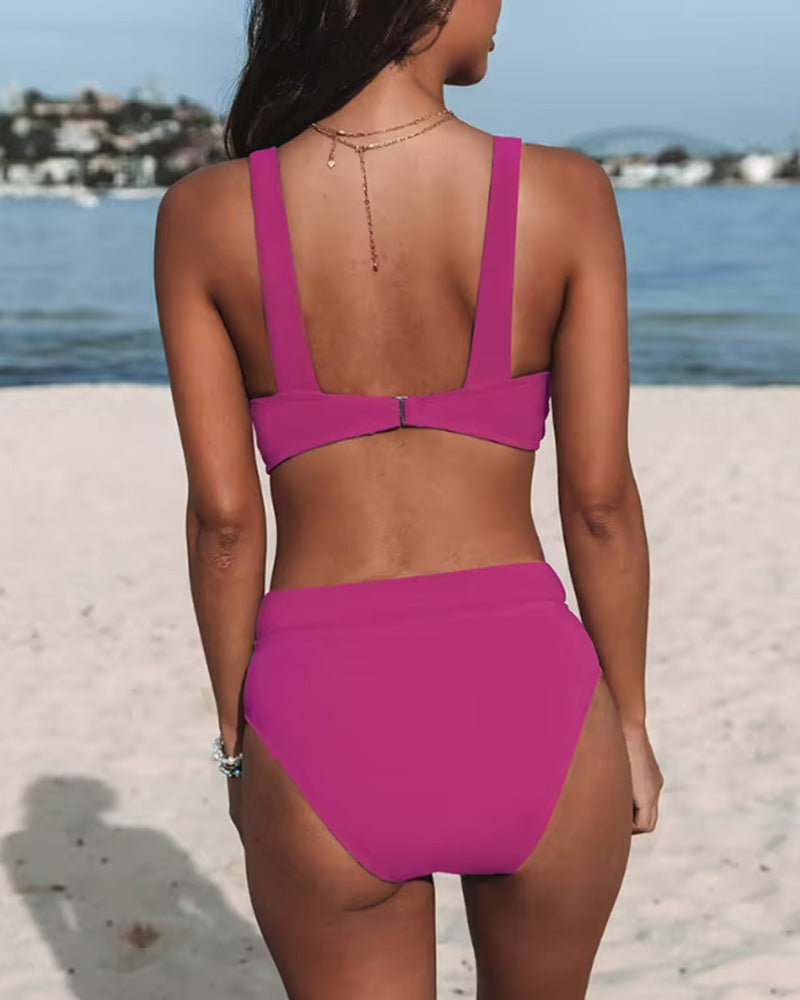 Hilary™ | Maillot de Bain Sculptant Uni à Taille Haute