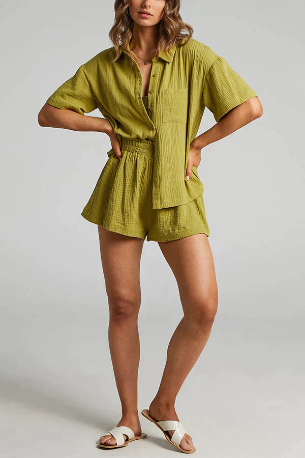 Ensemble chemise et short pour femme – Tenue d'été décontractée 2 pièces