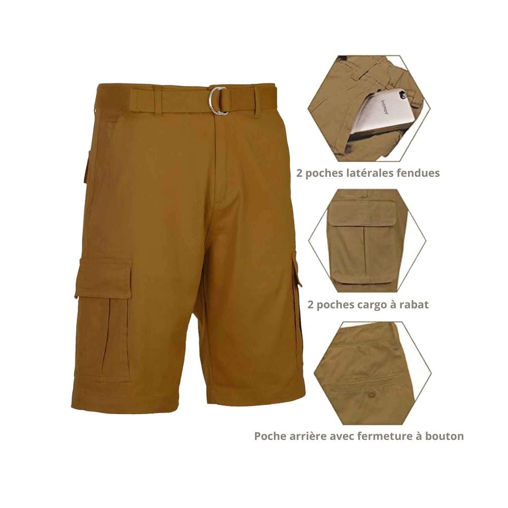 Short cargo en coton avec ceinture