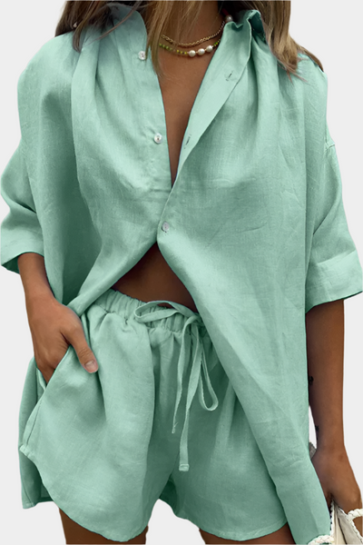 Ensemble chemise et short d'été pour femme – Tenue élégante deux pièces