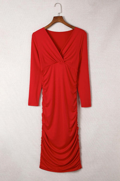 Ella™ | Robe Portefeuille Élégante à Décolleté en V et Manches Longues