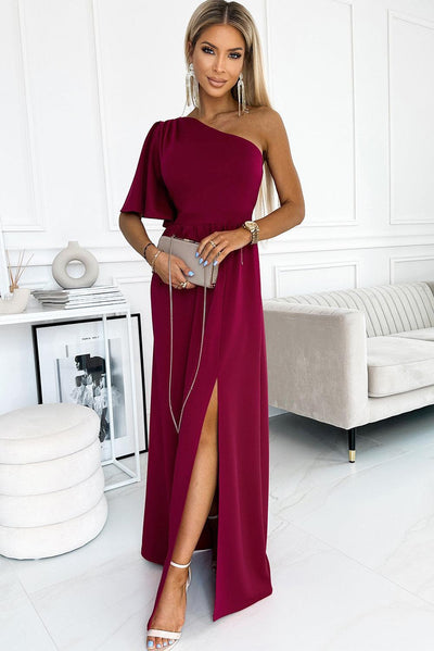 Clara™ | Robe Maxi à Manches Froncées et Fente Élégante