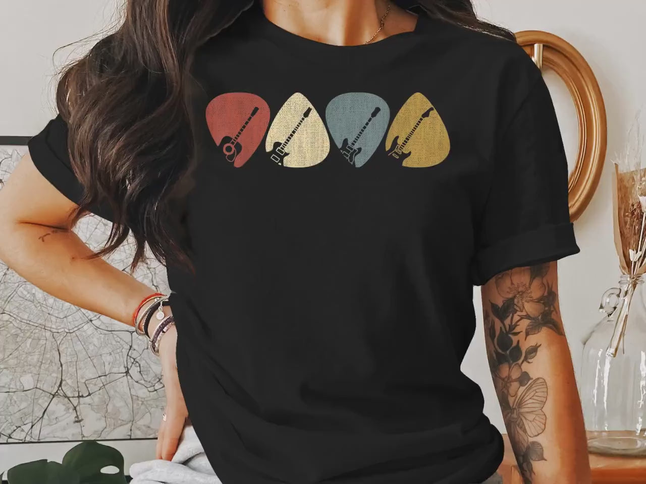 T-shirt Guitariste - Style Vintage