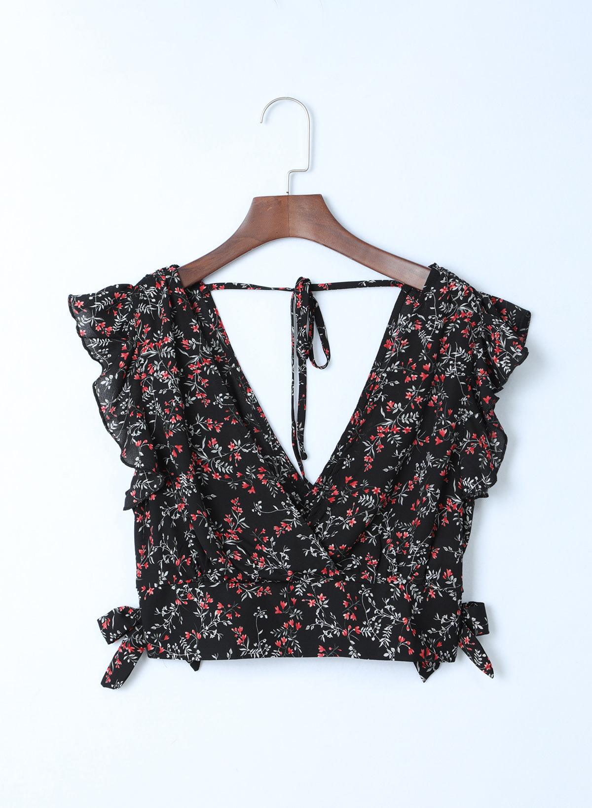 Lea™ | Top Cropped Froncé et Jupe Maxi Fleurie Élégante