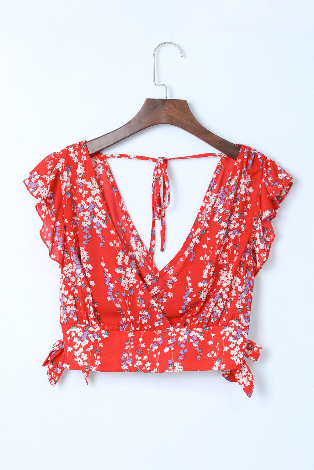 Lea™ | Top Cropped Froncé et Jupe Maxi Fleurie Élégante