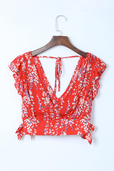 Lea™ | Top Cropped Froncé et Jupe Maxi Fleurie Élégante