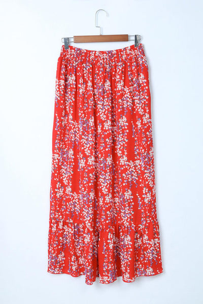 Lea™ | Top Cropped Froncé et Jupe Maxi Fleurie Élégante