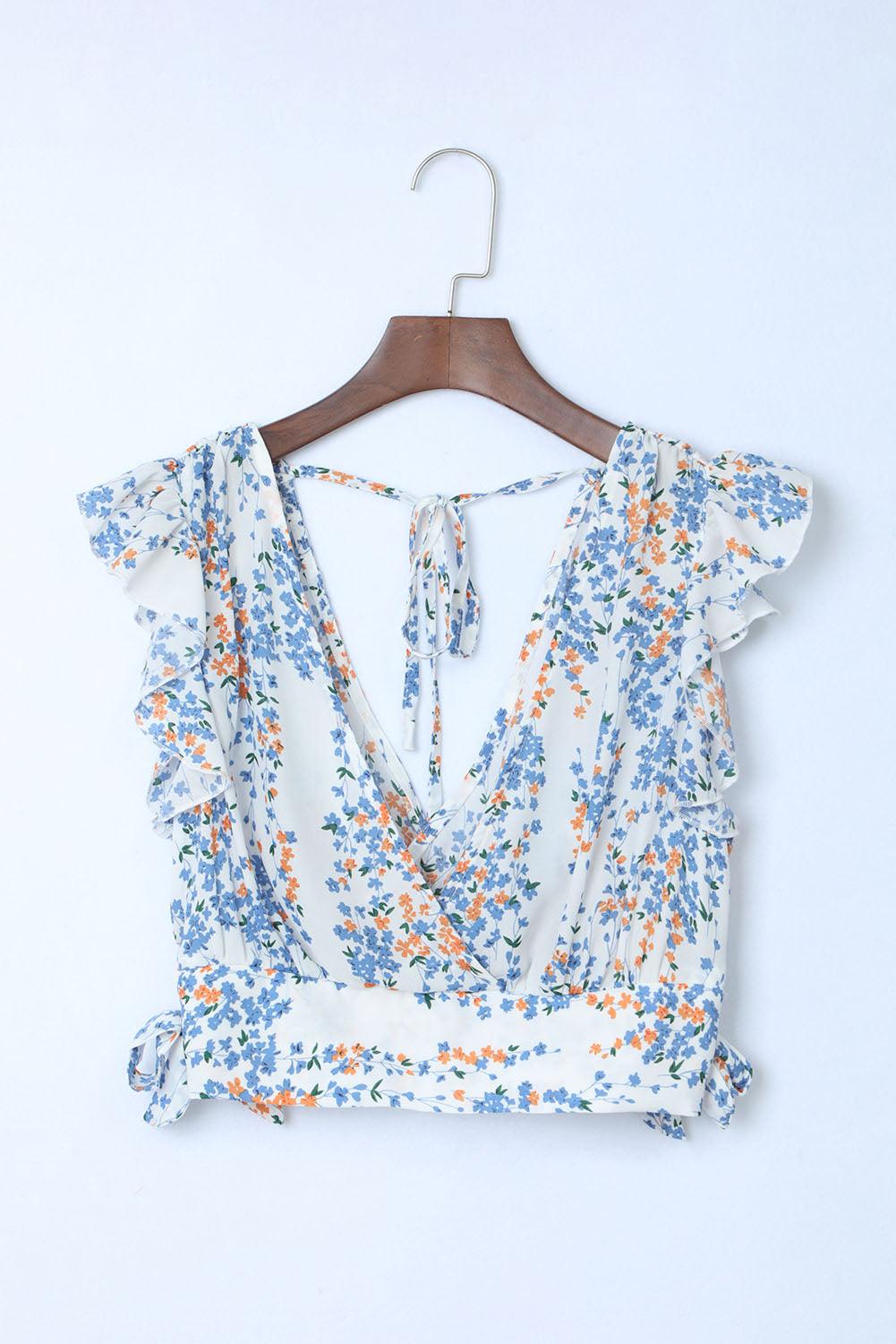 Lea™ | Top Cropped Froncé et Jupe Maxi Fleurie Élégante