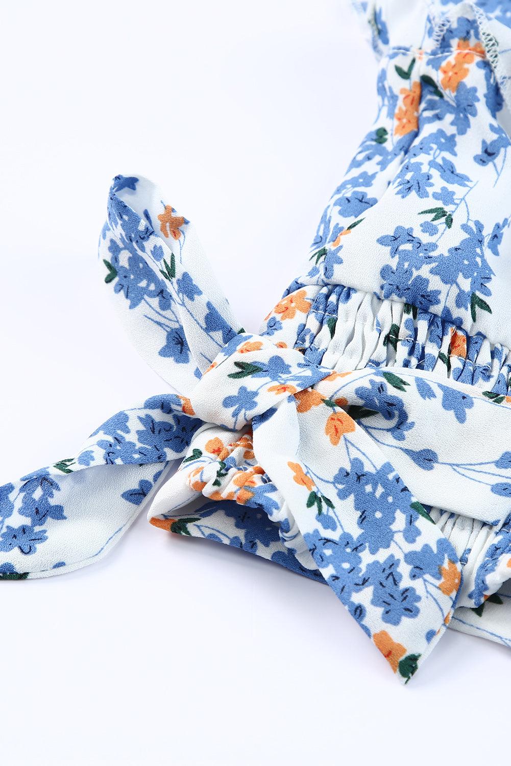 Lea™ | Top Cropped Froncé et Jupe Maxi Fleurie Élégante