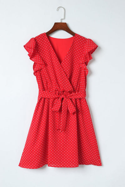 Nora™ | Robe Légère à Pois avec Décolleté en V et Manches à Volants