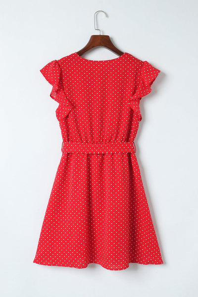 Nora™ | Robe Légère à Pois avec Décolleté en V et Manches à Volants